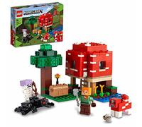 LEGO Minecraft La Casa-Champiñón, Juguete de Construcción, Idea de Regalo para Niños y Niñas de 8 Años o Más con Figuras de Alex, Champiñaca y Jinete Arácnido 21179