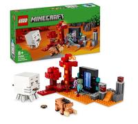 LEGO Minecraft La Emboscada en el Portal del Nether - Juguete de Construcción con Figura de Orco Guerrero y Criaturas Inc. Ghast y 2 Cubos de Magma - Regalo Gamer para Niños y Niñas de 8+ Años 21255