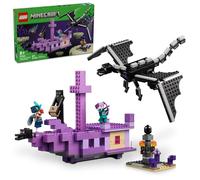 Lego Minecraft The Ender Dragon and End Ship - Juego de construcción de Videojuegos con 2 Minifiguras de Minecraft, Juego de acción de dragón para niños, Regalo de cumpleaños para niños y niñas de 8