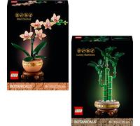 Lego Mini Orquídea y Bambú de la Suerte: Novedades Combi - Dos Iconos Plantas como Decoración de Habitación, Colección Botánica, Flor de Orquídea para Adultos (10343, 10344)