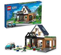 LEGO My City Family House and Electric Car 60398 Juego de juguetes de construcción, incluye una cocina, 2 dormitorios, invernadero, paneles solares más 3 minifiguras y un cachorro, idea de regalo para