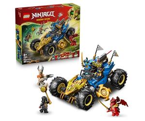 LEGO Ninjago 2en1 Coche Transformable de Jay - Camión con 5 Minifiguras Inc. Kai y NYA - Armas Ninja Inc. Shuriken, Espadas Catana de Juguete - Regalo para Niños de 8+ Años y Fans de la Serie - 71856