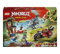 LEGO Ninjago Batalla de Vehículos Ninja Junto a la Casa del Árbol 71857 | Juguetes para niños de 7+ años, moto y helicóptero de juguete, minifiguras de acción, regalo de cumpleaños, 642 piezas