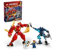 LEGO NINJAGO - Figura de acción Elemental Fire Mech de Kai, mini juguete ninja para niños con figura ninja roja personalizable más minifiguras de Kai y Zane, juego de aventura para niños y niñas a