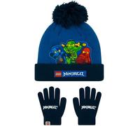 LEGO Ninjago Kai Lloyd Y Jay Juego De Gorro Y Guantes Niño Invierno | Ninja Guantes Y Gorra Niño | One Size Azul