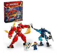 LEGO Ninjago Meca Elemental del Fuego de Kai, Figura Roja de Acción Articulada y Minifigura de Zane y 3 Personajes para el Juego de Batalla Ninja, Regalo para Niños y Niñas de 7 Años o Más 71808