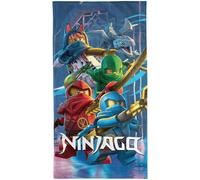 Lego Ninjago Toalla de baño Champion Fire 75 x 150 cm, color rojo, 100% algodón, calidad velour Cole Jay Kai Lloyd Zane Nya Misako Sensai Wu Ninja toalla de playa toalla de playa pass. z. Ropa de cama