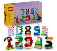 LEGO Números de Cumpleaños - Decoración para Tartas de Cumpleaños con Figuras de Animales inc. Perro y Flamenco de Juguete - Juego para Aprender a Contar - Regalo para Niños y Niñas de 6+ Años - 40807