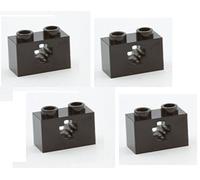Lego Parts: Technic, Brick 1 x 2 with Axle Hole (PACK of 4 - Black) by Parts - Technic, Bricks