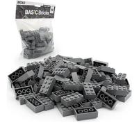 Lego Piedras grises 2x4 clásicas, 100 unidades, bloques de construcción individuales grises en el paquete grande, para placa y caja gris Lego, juego para principiantes, ladrillos básicos (3001) (gris