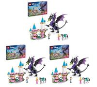 LEGO | Princesas Disney Maléfica en Forma de Dragón de Juguete de Construcción, Regalo para Niñas y Niños de 7 Años o Más Fans de La Bella Durmiente con Mini Muñeca de Aurora 43240 (Paquete de 3)