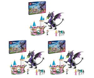 LEGO | Princesas Disney Maléfica en Forma de Dragón de Juguete de Construcción, Regalo para Niñas y Niños de 7 Años o Más Fans de La Bella Durmiente con Mini Muñeca de Aurora 43240 (Paquete de 3)