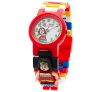 Reloj infantil modificable de LEGO DC Comics. Emblemática figurita de LEGO Wonder Woman en la pulsera.