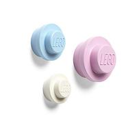 LEGO Room Copenhagen Juego de 3 perchas de pared (blanco, azul claro, rosa)
