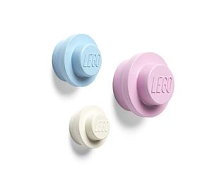 LEGO Room Copenhagen Juego de 3 perchas de pared (blanco, azul claro, rosa)