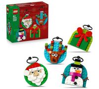 LEGO Selección de Adornos Navideños - Kit de Maquetas con 4 Decoraciones Navideñas para Colgar Inc. Papá Noel, Muñeco de Nieve y Reno - Regalo para Niñas y Niños de 6+ Años 40744