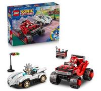 LEGO Sonic The Hedgehog Coche de Silver vs. Monster Truck de Knuckles - Camión de Juguete con 2 Minifiguras y 2 Chaos Emeralds - Regalo Gamer para Niños y Niñas de 8+ Años - 77118