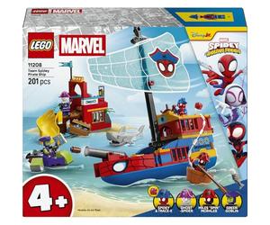 LEGO Spidey Barco Pirata del Equipo Spidey 11208 | Juguetes para niños y niñas de 4+ años, maquetas de barcos de juguete con 4 minifiguras, regalo de cumpleaños, 201 piezas