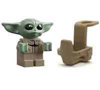 LEGO Star Wars: The Child Grogu - Minifigura de Baby Yoda con transportador/mochila, muy pequeña (menos de 1 pulgada de alto), transparente