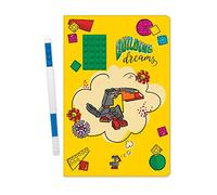 LEGO Stationery Building Dreams - Cuaderno de tapa dura con juego de bolígrafos de gel azul y ladrillo verde de 4 x 6 pulgadas