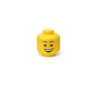 LEGO Storage Head (MINI) - HAPPY BOY - Contenedor Apilable con Tapa para Juguetes y Accesorios, Solución Divertida de Organización