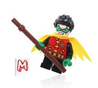 LEGO Super Heroes DC Batman Minifigura - Robin (máscara verde y capa amarilla) con personal y minifigureland Tile 76122