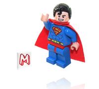 LEGO Super Heroes DC Minifigura - Original Superman (ojos rojos, rizos en el cabello, capa roja) con azulejos de minifigureland