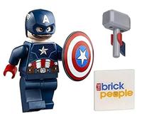 LEGO Superhéroes: Minifigura Capitán América con escudo y Mjolnir