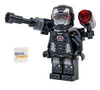 LEGO Superheroes: Minifigura de máquina de guerra con cañón de hombro, pistola y capa gris (James Rhodes)