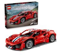 LEGO Technic Coche Ferrari 488 Pista de Juguete - Maqueta de Coche de Carreras con Motor V8, Dirección y Diferencial - Decoración Gamer - Regalo de Cumpleaños para Niños de 9+ Años - 42235