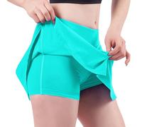 Legou Falda de tenis para mujer, antiexposición, de cintura alta, de secado rápido, para yoga, entrenamiento, correr, deportes, falda corta, Azul lago, S