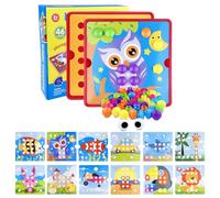 Legpador Juegos Montessori 2 años, Mosaicos Infantiles, Juego Pinchos Colores Niños, Colorido Mosaico Enchufable, Botones Juguete Educativo Creativo, con 12 Plantillas de Imágenes