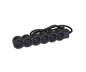 Legrand 049486 - Alargador multitoma Extra-Plate con 6 Tomas de Corriente con Tierra con Cable de 1,5 m, Color Negro y Gris Oscuro