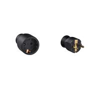 legrand 050179 Base de Enchufe Móvil, 3680 W, 230 V, Negro & Legrand 050178 Enchufe con Cabezal Móvil Orientable, 3680 W, 230 V, Negro