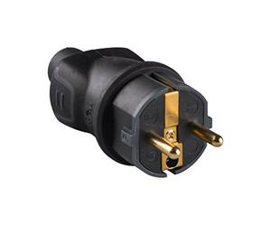 legrand 050196 Enchufe para Uso Profesional, 3680 W, 230 V, Negro | Enchufe clavija, 2P+T 16A, IP44 IK08, Material Caucho Gran Resistencia, Negro 050196