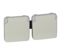 Legrand 069642 Plexo - Toma de corriente doble impermeable (2 pines + T, precableados horizontal, IP55, 16 A, 250 V), color blanco