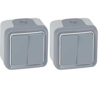 Legrand - 069715 doble conmut 10a gris plexo ii monob. sup Ref. 6565120036 (Paquete de 2)