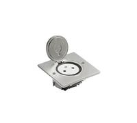 Legrand 089760 - Toma de suelo de superficie simple con platino cuadrado, 2P+T, 16A, 250 V, acero inoxidable