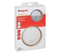 Legrand, 094254 - Timbre inalámbrico (230 V, con pulsador impermeable IP44, funciona con pilas, 1 gong con enchufe para enchufes, 15 melodías, 1 pulsador de timbre de alcance de 100 m)