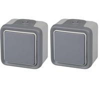 Legrand 191502 Plexo - Pulsador estanco de superficie, resistente al agua (IP55), color gris (Paquete de 2)