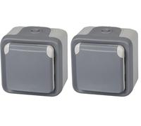legrand 191504 Base De Enchufe Estanca Con Tapa Para Superficie, Gris (Paquete de 2)
