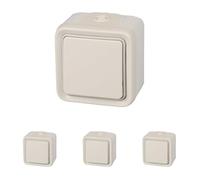 Legrand, 191506 Plexo - Interruptor de pared, pulsador estanco de superficie de la gama Plexo, interruptor exterior, resistente al agua (IP55), color Beige (Paquete de 4)