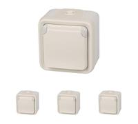 Legrand, 191507 - Enchufe De Pared Doble, Enchufe Estanco De Superficie De La Gama Plexo, Enchufe Exterior Doble, Resistente Al Agua (Ip55), Color Gris (Paquete de 4)