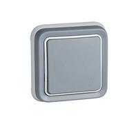 Legrand, 191510 Plexo - Interruptor de pared, pulsador estanco de superficie de la gama Plexo, interruptor exterior, resistente al agua (IP55), color gris