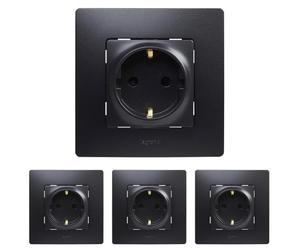 Legrand 396492 NL Toma 2P+T Monobloc, Negro, Individual (Paquete de 4)