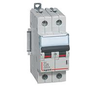 Legrand 407802E, Interruptor Automático Magneto Térmico, 2P, 25A, Curva C, 10 kA, 2 módulo, DX3
