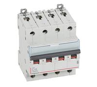 Legrand 407926E, Interruptor Automático Magneto Térmico, 4P, 10A, Curva C, 10 kA, 4 módulo, DX3