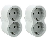 Legrand 694516, Adaptadores 2P+T, 2 Tomas de enchufes/Corriente Frontales, Ladron de enchufes. Color Blanco/Gris Claro (Paquete de 2)