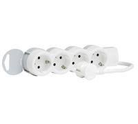 legrand 695007 Base múltiple con 4 enchufes, 3500 W, 230 V, Blanco y gris
