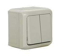 Legrand 782381 Forix - Interruptor doble montado en superficie a prueba de humedad A prueba de salpicaduras (IP44), Se monta en la pared - Blanco estándar